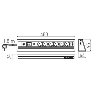Priza office cu protectie 6xSchuko, 6xUSB GTV - Img 2