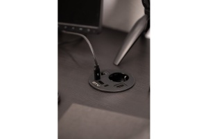 Priza rotunda, 1 x Schuko, 3 x USB, HDMI, RJ45, incastrabila, neagra, Rondo, GTV - Img 4
