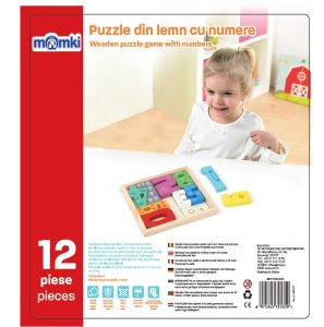PUZZLE DIN LEMN CU NUMERE, 12 PIESE - Img 1