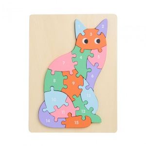 PUZZLE DIN LEMN, PISICA, 16 PIESE, MOMKI - Img 2