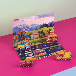 PUZZLE DIN SPUMA EVA, MASINI SI SEMNE DE CIRCULATIE, 17 PIESE, PUEDO - Img 3