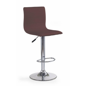 Scaun bar HM H21, Piele ecologica, Inaltime ajustabila, Cu spatar, Rotativ, 90 kg, Maro