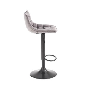Scaun bar HM H95, baza metalica, suport picioare, stofa tip plus, ergonomic, rotativ, 100 kg, gri - Img 2