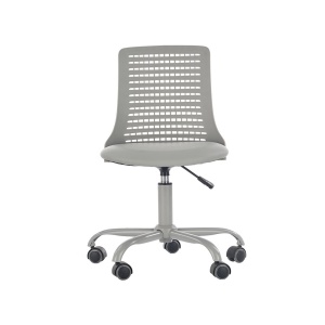 Scaun birou copii din polipropilena HM Pure, piele ecologica, baza vopsita, inaltime reglabila, roti pivotante, 80 kg, gri - Img 3