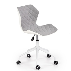 Scaun birou copii HM Matrix 3, stofa piele ecologica, inaltime reglabila, rotire 360 , roti pivotante, 100 kg, gri alb - Img 1