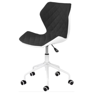Scaun birou copii HM Matrix 3, stofa piele ecologica, inaltime reglabila, rotire 360 , roti pivotante, cadru metalic vopsit, 100 kg, negru alb - Img 2