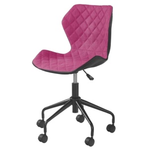 Scaun birou copii HM Matrix, Ergonomic, Cadru Metalic, Stofa Piele ecologica, Roti pivotante, 100 Kg, Negru Roz - Img 2