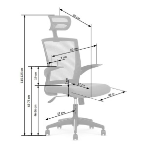 Scaun birou cu mesh HM Valor, mecanism de balans, ergonomic, inaltime ajustabila, respirabil, cadru polipropilena, rotire 360 , negru gri - Img 2