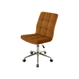 Scaun birou cu stofa tip catifea SL Q020, ergonomic, inaltime reglabila, cadru cromat, rotatie 360 , 90 kg, mustar - Img 3