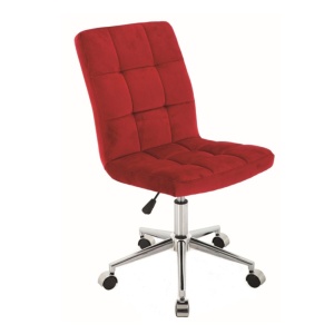 Scaun birou cu stofa tip catifea SL Q020, inaltime reglabila, cadru cromat, rotatie 360 , 90 kg, Bordo