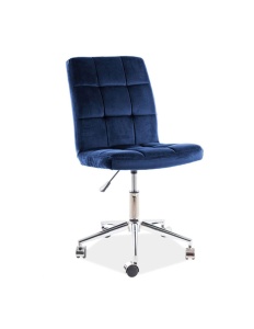 Scaun birou cu stofa tip catifea SL Q020, inaltime reglabila, cadru cromat, rotatie 360 , 90 kg, Albastru