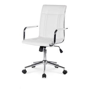 Scaun birou ergonomic, HM Porto 2, mecanism de balans, brate tapitate, cadru cromat, 100 kg, alb - Img 3