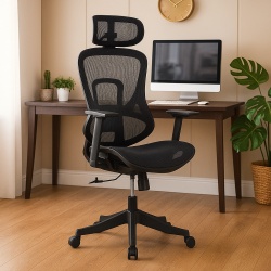 Scaun birou ergonomic multifunctional SYYT 9518, mesh, sezut culisabil, mecanism a-sincron,120 kg, negru
