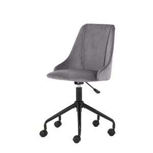 Scaun birou pentru copii HM Break, tapiterie stofa tip catifea, inaltime reglabila, roti pivotante, 100 kg, gri inchis - Img 2