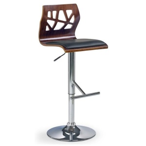 Scaun de bar HM H34, Piele ecologica, Rotativ, Inaltime ajustabila, 90 kg, 108x41x45 cm, Negru - Img 3