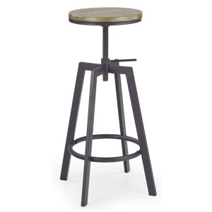 Scaun de bar HM H64, Inaltime ajustabila, Rotativ, 100 kg, Negru Maro