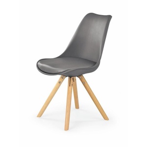 Scaun de bucatarie si living din polipropilena, HM K201, ergonomic, baza lemn masiv, tapiterie cu piele ecologica, 100 kg, Gri inchis - Img 2