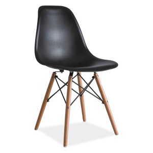 Scaun de bucatarie si living din polipropilena SL Enzo, ergonomic, lemn masiv, 83x46x42 cm, 100 kg, Negru