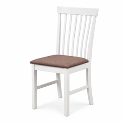 Scaun de living si bucatarie din lemn masiv Glendale, tapiterie stofa,100 kg, 93x49x41.5 cm, alb/maro
