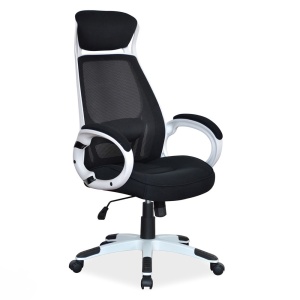 Scaun directorial cu mesh SL Q409, cadru poliproprilena, tetiera integrata, mecanism balans, rotire 360 , alb negru