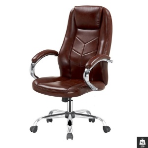 Scaun directorial HM Cody, Cadru Otel, Piele ecologica, Inaltime ajustabila, Mecanism balansare, 130 kg, 119x64x65cm, Maro - Img 2