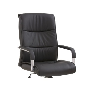 Scaun directorial HM Hamilton, Piele ecologica, Inaltime ajustabila, Mecanism balansare, 150 kg, 111x60x51 cm, Negru - Img 3