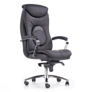 Scaun directorial HM Quad, piele ecologica, inaltime ajustabila, mecanism Multiblock, suport lombar, rotire 360 , 150 kg, Negru