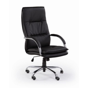 Scaun directorial HM Stanley, Ergonomic, Cadru Polipropilena, Piele ecologica, Suport lombar, Mecanism balansare, 102kg, 115x59x50 cm, Negru
