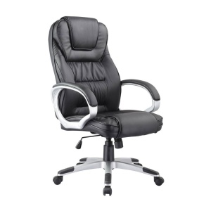 Scaun directorial SL Q031, Piele ecologica, Inaltime reglabila, Mecanism de balans, 100 Kg, Negru