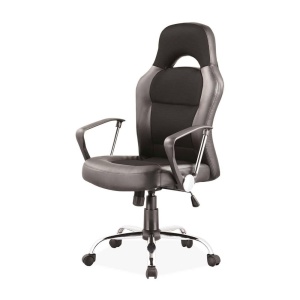 Scaun directorial SL Q033, Mecanism Balans, Ergonomic, Cadru cromat, Piele ecologica Mesh, Inaltime ajustabila, 100 Kg, Negru - Img 2