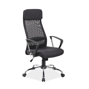 Scaun directorial SL Q345, brate polipropilena, suport lombar, tapiterie mesh si stofa, mecanism balans, cadru cromat, 100 kg, negru