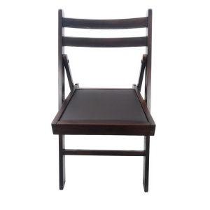 Scaun pliant lemn masiv, bucatarie si living, sezut tapitat cu piele ecologica, 100 kg, wenge - Img 3