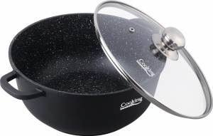 SEMIOALA ALUMINIU TURNAT+CAPAC, 40x17.5 cm, 18.5 L, DARK LINE, COOKING BY HEINNER - Img 2