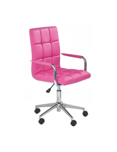 Set birou ergonomic HM Collorido, inaltime reglabila, unghi inclinare ajustabil, MDF, alb si scaun birou HM Gonzo 2, piele ecologica, Mecanism de balans, 90 Kg, roz - Img 3