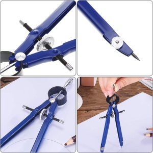 Set compas, 3 piese, geometrie sau desen, Albastru - Img 2