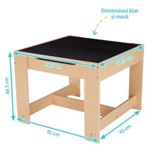 Set masuta si 2 scaune , lemn natur, U-Grow - Img 5