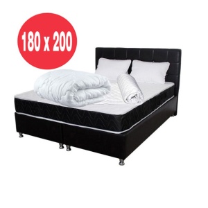 Set Saltea ortopedica, Praga 180x200x22 cm, cu plasa de arcuri tip Bonell, box spring system, fermitate medie, sistem de aerisire perimetral, Saltsib, 2 perne matlasate 50x70cm, husa hipoalergenica si pilota vara, microfibra, 180x200 cm, lavabila la 95 C - Img 3