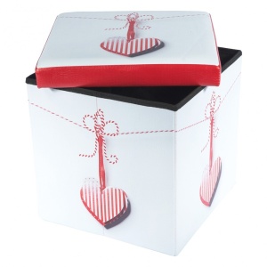 Taburete cu spatiu depozitare, Design, MDF Piele ecologica, 100 kg, 38 x 38, Martisor - Img 3