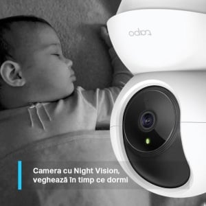 TP-Link Camera Supraveghere Wireless Pan/Tilt TC71, Senzor:1/2.9“, F2.4, 4mm, PAN 340° , Tilt: 70°, IR pana la 9m, Rezolutie: 2K 3MP 2304 x 1296, 15FPS, Compresie video: H.264, Microfon si difuzor incorporate, Port microSD(512gb max), Motion Detection, - Img 3