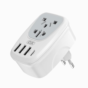 Adaptor MultiPriza EU, 2500W, 1 x USB-C, 3 x USB, XO-WL26, Alb