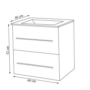 Baza cu lavoar ceramic GN0541, mobilier baie suspendat 60 cm, front MDF, 2 sertare, glisiere soft close, alb - Img 3