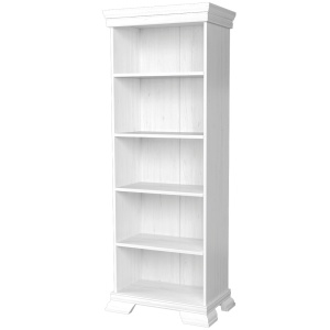 Biblioteca VMR1, cu 4 rafturi, Pal Melaminat, cu elemente din MDF, Alb Antichizat - Img 2