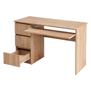 Birou cu suport glisant tastatura HM Cino, blat PAL, sertare, organizare office, design modern, stejar artizanal - Img 3