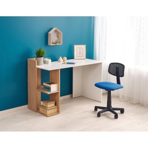 Birou HM Fino, 2 rafturi, PAL melaminat, 122x57x85 cm, stejar auriu alb