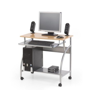 Birou metalic HM B6, blat MDF, polita glisanta tastatura, raft calculator, 80x50x76 cm, fag