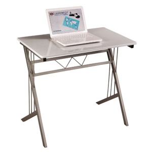 Birou SL B120, cadru metalic, blat MDF, robust, 80x51x72 cm, alb - Img 2