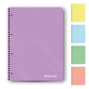 Caiet Dictando cu spirala metalica, 120 file, studentesc, separatoare cu index, coperta plastic, diverse culori