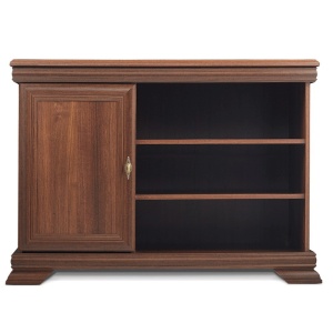 Comoda living VMT, Pal Melaminat, cu o usa, 3 polite, cu elemente din MDF, Nuc - Img 3