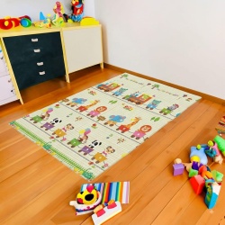 Covor de joaca pentru copii U-Grow, din spuma, pliabil, 2 fete, impermeabil, izolant, 180 x 120 x 1 cm, design animalute - Img 3