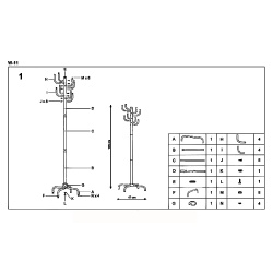 Cuier pom metalic HM W11, robust, cu 8 agatatori, pentru hol, salon, sala asteptare, negru - Img 2